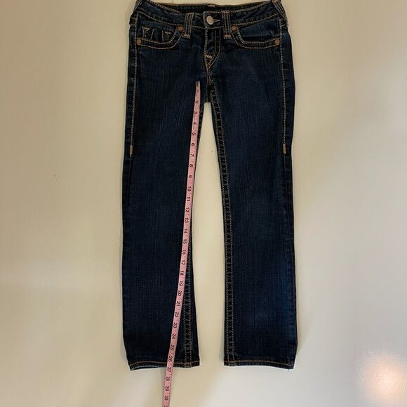 True Religion Bootcut Jeans Womens 27 Gina Big T Dark Wash Straight Mid Rise - Picture 3 of 6